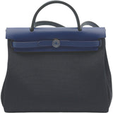エルメス HERMES エールバッグジップPM Z刻 ブラック/ブルーサフィール シルバー金具 トワル ハンター レディース ハンドバッグ