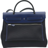 エルメス HERMES エールバッグジップPM Z刻 ブラック/ブルーサフィール シルバー金具 トワル ハンター レディース ハンドバッグ