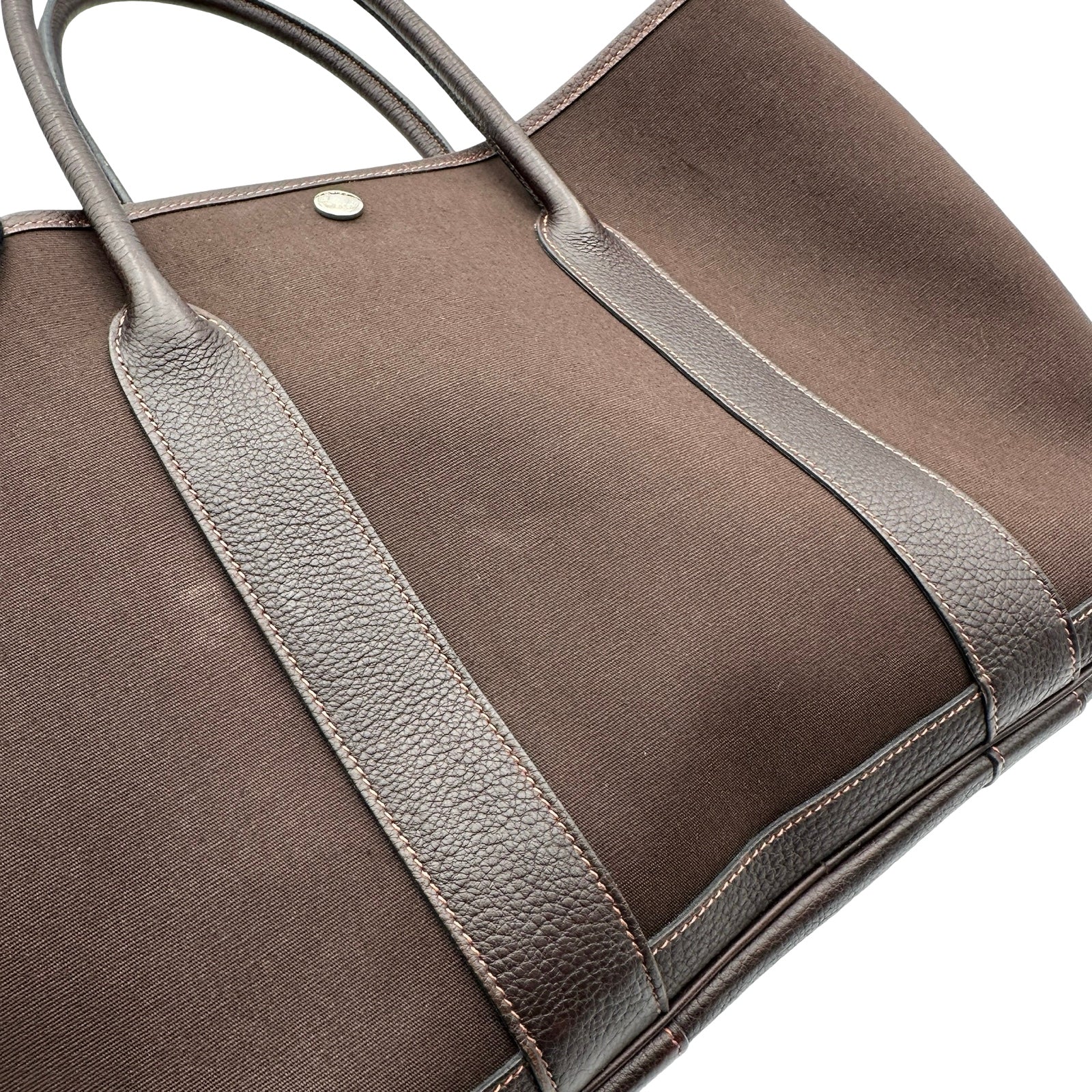 美品 エルメス □H 刻印 ガーデンパーティ PM レザー キャンバス トート バッグ ショルダー 通勤 ブラウン A4 メンズ ERM AT6-3 エルメス HERMES ガーデンパーティPM □H刻 ブラウン トワル/ブッフル