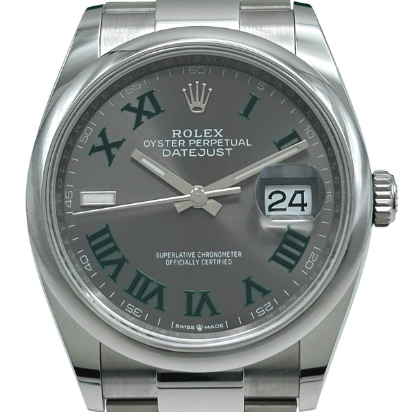 【141990】ROLEX ロレックス 126200 デイトジャスト 36 スレートローマダイヤル ランダム番 SS 自動巻き ギャランティーカード 当店オリジナルボックス 腕時計 時計 WATCH メンズ 男性 男 紳士【中古】 ロレックス ROLEX デイトジャスト36 126200 スレート ステンレス