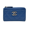 シャネル CHANEL マトラッセ フラグメントケース AP4336 ブルー シルバー金具 キャビアスキン レディース コインケース