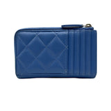 シャネル CHANEL マトラッセ フラグメントケース AP4336 ブルー シルバー金具 キャビアスキン レディース コインケース