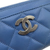 シャネル CHANEL マトラッセ フラグメントケース AP4336 ブルー シルバー金具 キャビアスキン レディース コインケース