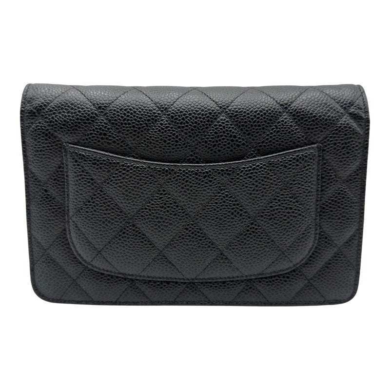 CHANEL シャネル マトラッセ チェーンショルダーウォレット ブラック キャビアスキン ゴールド金具 A33814 シャネル CHANEL マトラッセチェーンウォレット A33814 ブラック