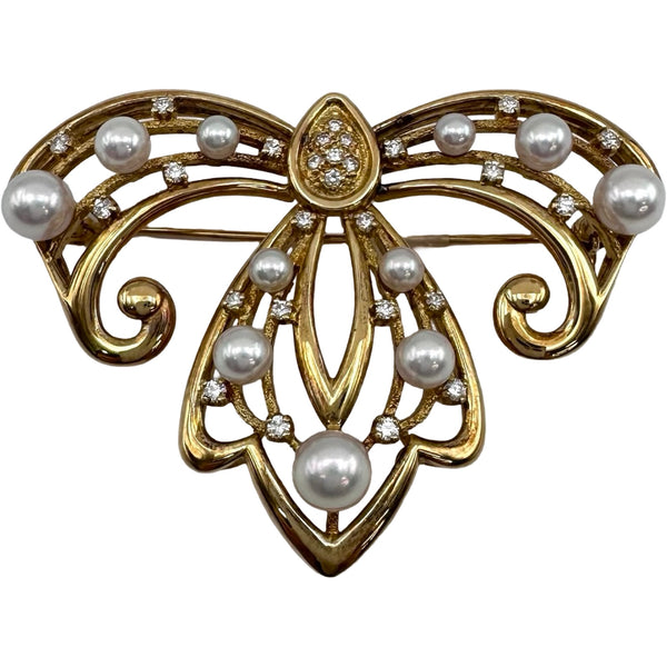 アンティーク非売品MIKIMOTOジュエリーパール&ゴールドブローチ ミキモト MIKIMOTO ブローチ ゴールド K18 パール ジュエリー | 中古