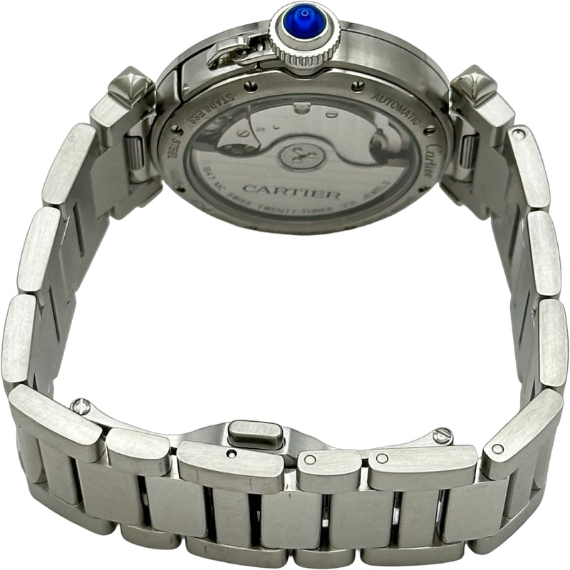 カルティエ Cartier 腕時計 パシャ ドゥ カルティエ WSPA0031 裏スケ ギョーシェ レッド 文字盤 3針 SS 自動巻き 【箱・保付き】 【中古】 カルティエ Cartier パシャ ドゥ カルティエ WSPA0031 レッド