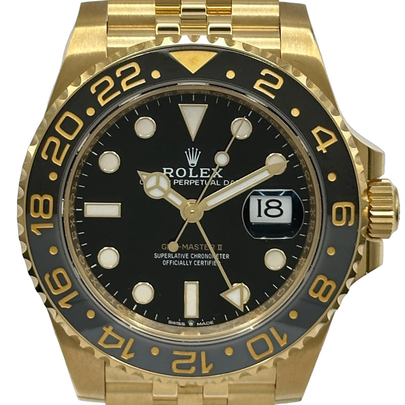 希少ベゼルゴールド　リプロダクト品　新品未使用 ROLEX掛け時計 ロレックス ROLEX GMTマスター2 126718GRNR ブラック ゴールド 自動