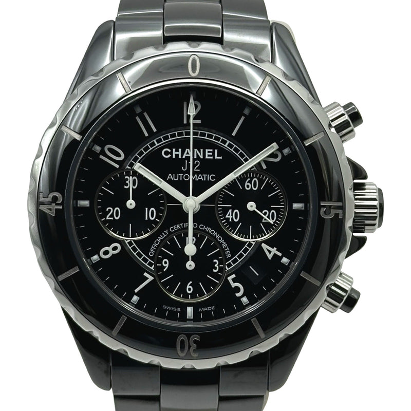 決済SALE CHANEL J12 自動巻き クロノグラフ　メンズ腕時計　極美品 シャネル CHANEL J12 クロノグラフ 41MM H0940 ブラック セラミック