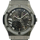 ウブロ HUBLOT クラシックフュージョン クラシコ ウルトラシン チタニウム ダイヤモンド 545.NX0170.LR.1104 シルバー/スケルトン チタン 手巻き メンズ 腕時計