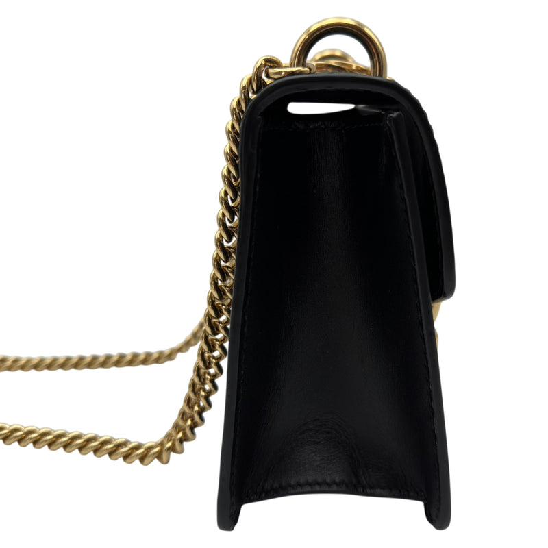 【美品】GUCCI チェーンショルダーバッグ ブラック×ゴールド グッチ GUCCI シルヴィチェーンバッグ 481666 ブラック レザー