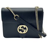 グッチ GUCCI インターロッキングGショルダーバッグ 510304 ブラック レザー レディース ショルダーバッグ