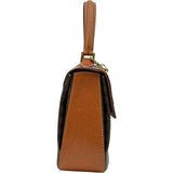 セリーヌ CELINE マカダム トップハンドルバッグ ブラウン PVC レディース