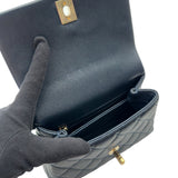 シャネル CHANEL マトラッセ ココハンドルXXS AS2215 31番 ネイビー ゴールド金具 キャビアスキン/リザード レディース ハンドバッグ