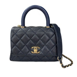 シャネル CHANEL マトラッセ ココハンドルXXS AS2215 31番 ネイビー ゴールド金具 キャビアスキン/リザード レディース ハンドバッグ