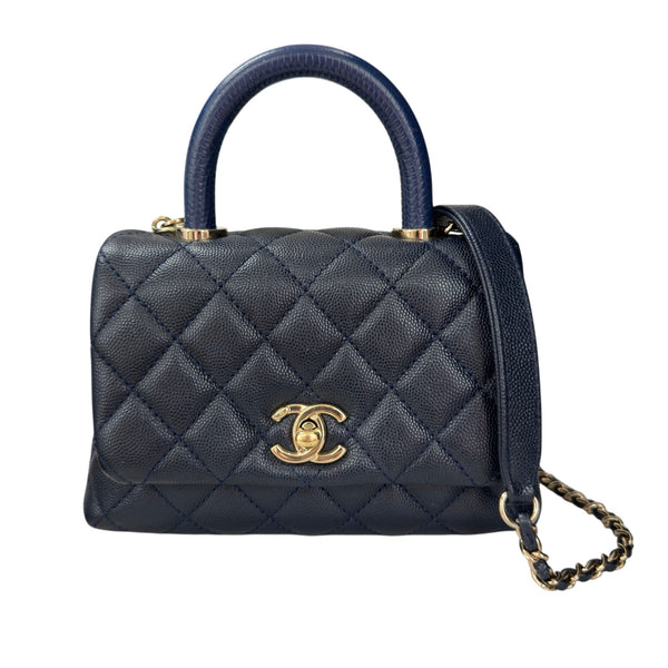 シャネル CHANEL マトラッセ ココハンドルXXS AS2215 31番 ネイビー
