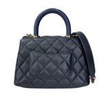 シャネル CHANEL マトラッセ ココハンドルXXS AS2215 31番 ネイビー ゴールド金具 キャビアスキン/リザード レディース ハンドバッグ