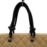 シャネル CHANEL カンボンライン フラットトートバッグ A28126 ベージュ/ブラック ラムスキン レディース トートバッグ