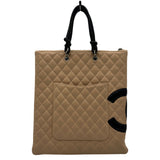 シャネル CHANEL カンボンライン フラットトートバッグ A28126 ベージュ/ブラック ラムスキン レディース トートバッグ