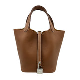 エルメス HERMES ピコタンロックPM K刻 ゴールド シルバー金具 トリヨン レディース ハンドバッグ