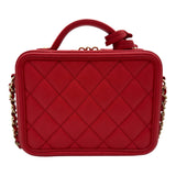 シャネル CHANEL CCフィリグリースモールヴァニティ A93342 29番台 レッド ゴールド金具 キャビアスキン レディース ショルダーバッグ