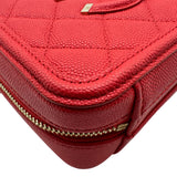 シャネル CHANEL CCフィリグリースモールヴァニティ A93342 29番台 レッド ゴールド金具 キャビアスキン レディース ショルダーバッグ