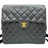 シャネル CHANEL マトラッセ フラップバックパック 4番台 ブラック ゴールド金具 ラムスキン レディース リュック・デイパック