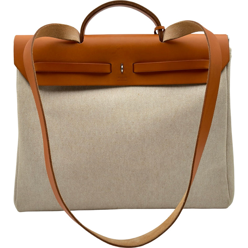【値下げ中】HERMES （エルメス）エールバッグ　ハンドバッグ エルメス HERMES エールバッグMM □D刻 ベージュ/ゴールド シルバー