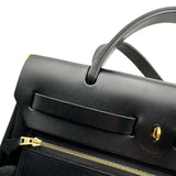 エルメス HERMES エールバッグジップPM B刻 ブラック ゴールド金具 トワル ハンター レディース ハンドバッグ ショルダーバッグ