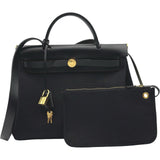エルメス HERMES エールバッグジップPM B刻 ブラック ゴールド金具 トワル ハンター レディース ハンドバッグ ショルダーバッグ