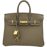 エルメス HERMES バーキン25 K刻 エトゥープ ゴールド金具 トゴ レディース ハンドバッグ