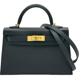 エルメス HERMES ミニケリー2 K刻 ブラック エプソン レディース ショルダーバッグ