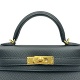エルメス HERMES ミニケリー2 K刻 ブラック エプソン レディース ショルダーバッグ