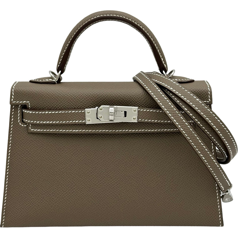 エルメス HERMES ミニケリー2 外縫い K刻 エトゥープ シルバー金具