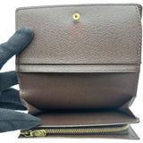 ルイ・ヴィトン LOUIS VUITTON ポルトフォイユ・トレゾール N61736 ブラウン ダミエ・エベヌ レディース 二つ折り財布