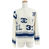 シャネル CHANEL ココマークロゴVネックニットセーター P60704 ホワイト コットン レディース ニット