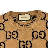 グッチ GUCCI GG総柄ニットセーター 692900 ブラウン ウール メンズ セーター