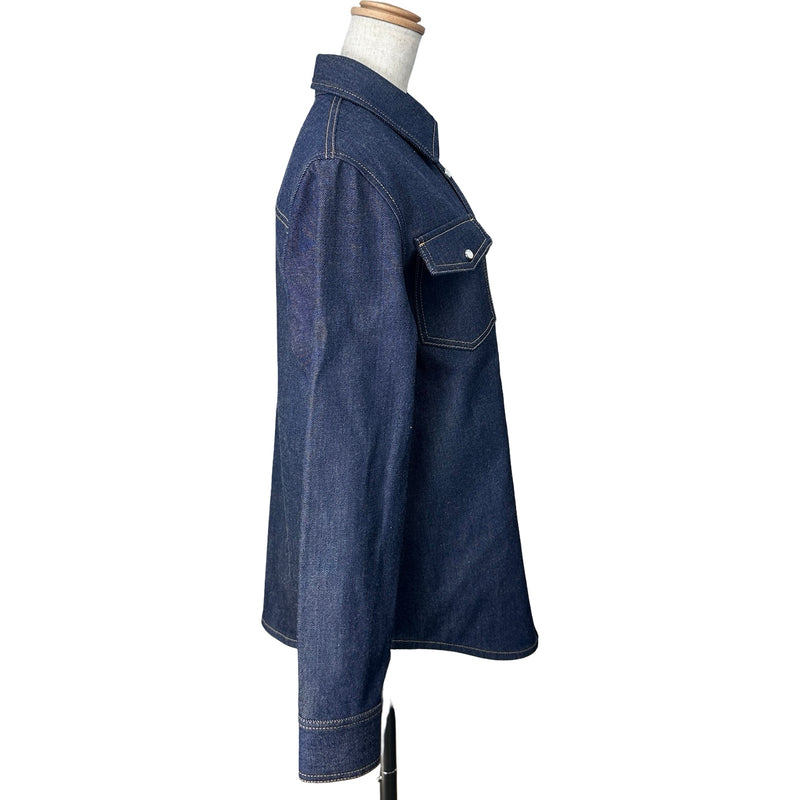 【美品】GUCCI デニムシャツ 長袖 グッチ GUCCI サイドロゴ長袖デニムシャツ 807361 ブルー コットン
