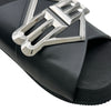 バレンシアガ BALENCIAGA BBロゴメタルプレートフラットサンダル 828478 ブラック レザー メンズ サンダル
