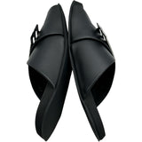 バレンシアガ BALENCIAGA BBロゴメタルプレートフラットサンダル 828478 ブラック レザー メンズ サンダル
