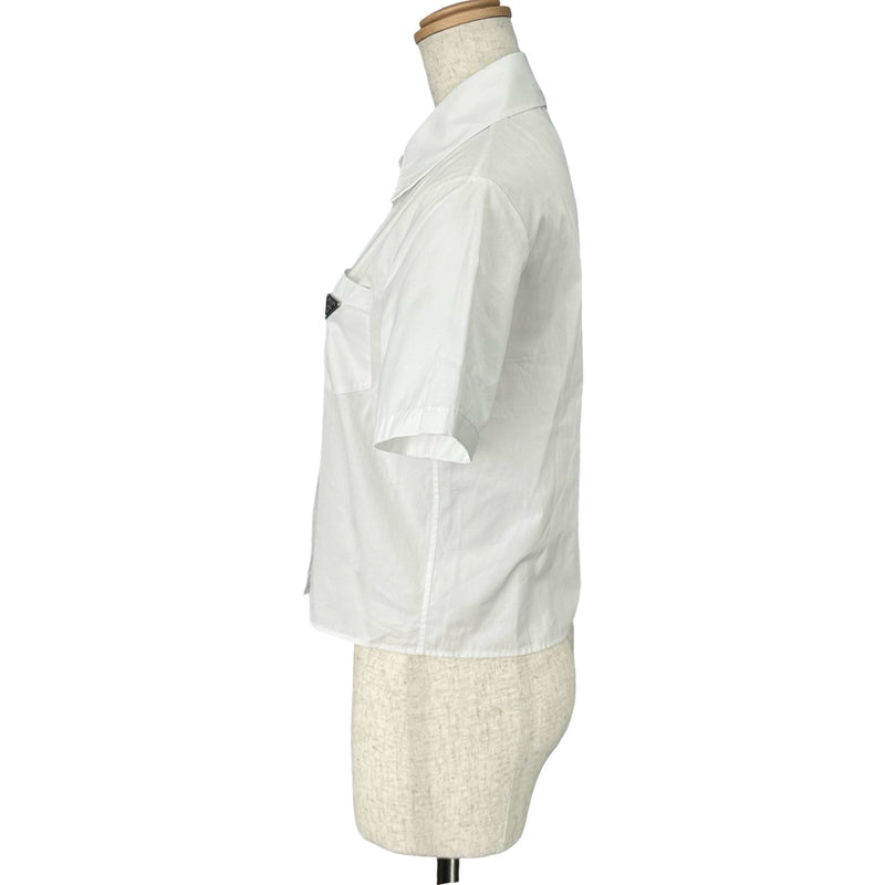 プラダ PRADA トライアングルロゴ 半袖クロップドシャツ P419G