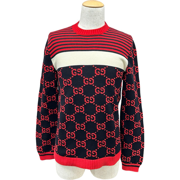 グッチ GUCCI GG総柄ニットセーター 496458 ブラック コットン メンズ