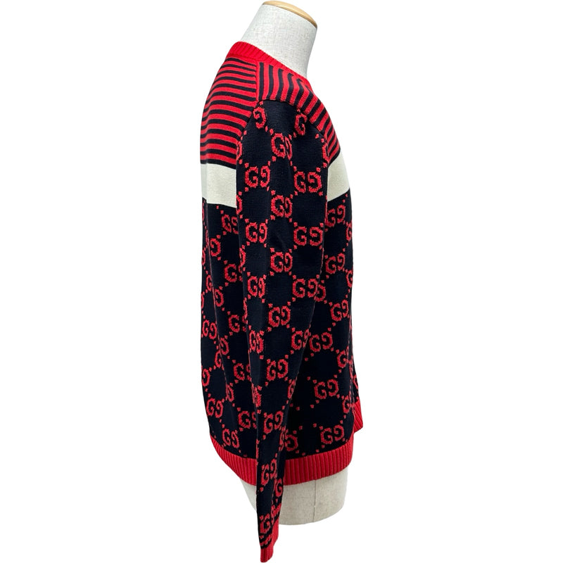グッチ GUCCI GG総柄ニットセーター 496458 ブラック コットン メンズ
