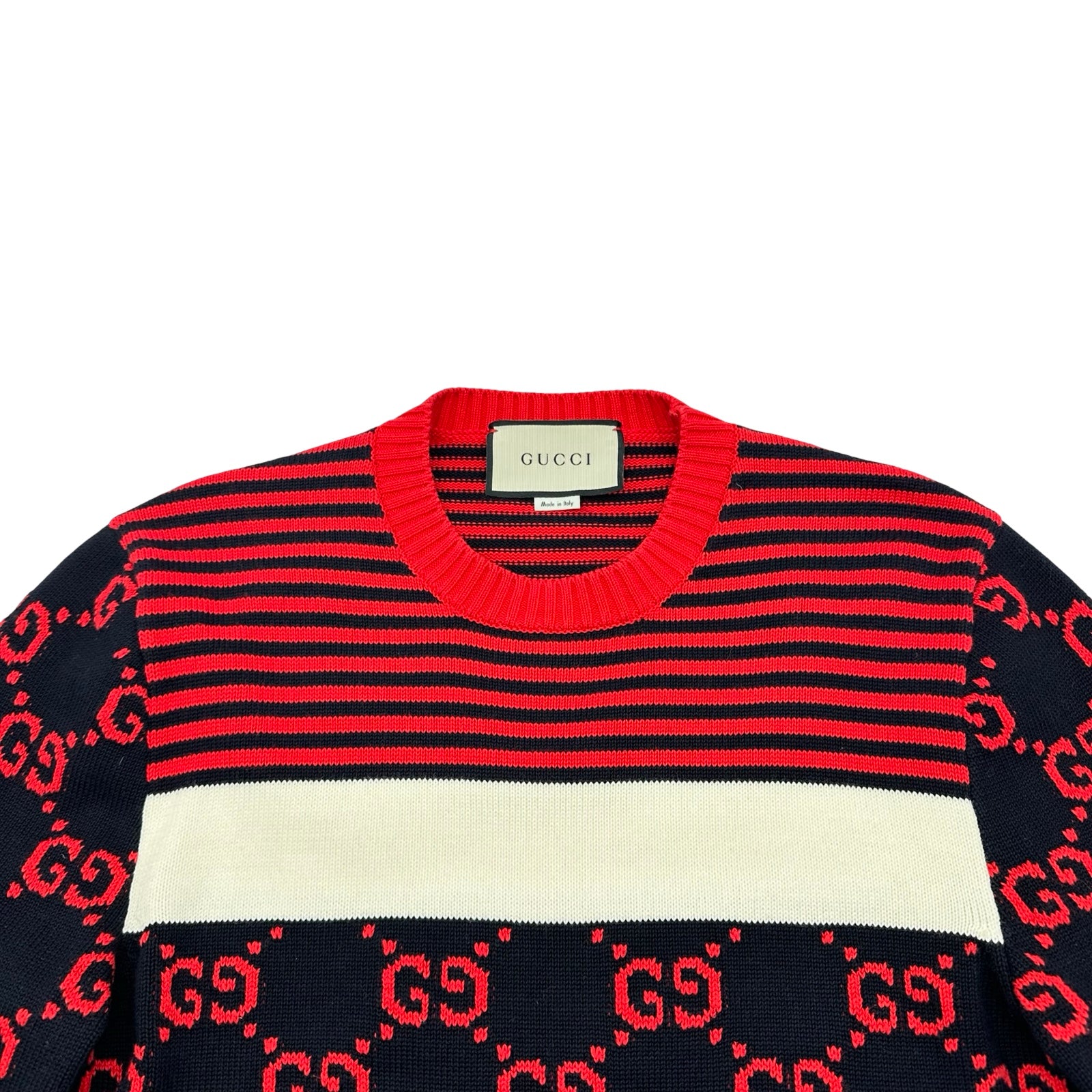 グッチ GUCCI GG総柄ニットセーター 496458 ブラック コットン メンズ