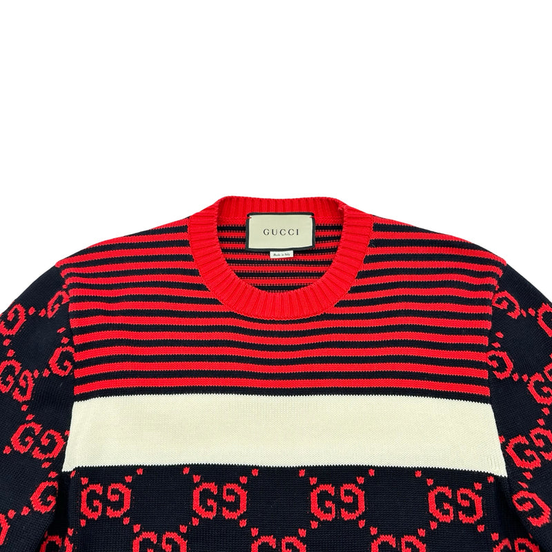 グッチ GUCCI GG総柄ニットセーター 496458 ブラック コットン メンズ