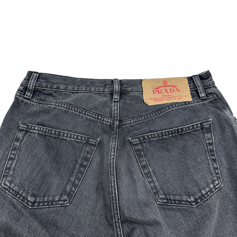 PRADA トライアングルロゴ コットン デニムパンツ　正規品タグ付き プラダ PRADA トライアングルロゴデニムパンツ GEP351 ブラック