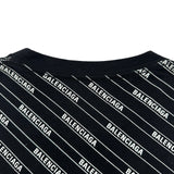 バレンシアガ BALENCIAGA ロゴ総柄プリントシャツ 570805 ブラック コットン メンズ 半袖Ｔシャツ