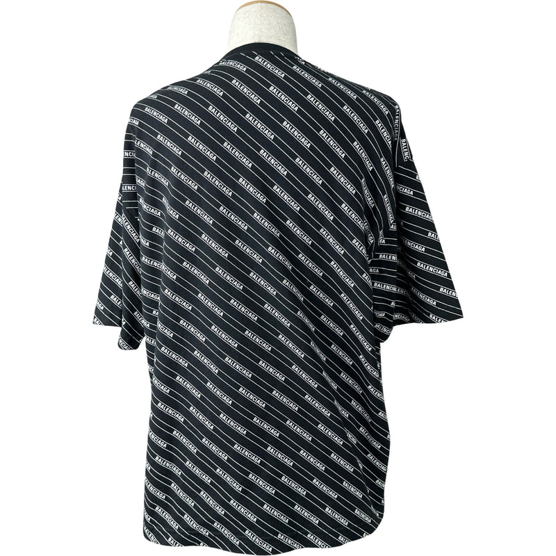 バレンシアガ BALENCIAGA ロゴ総柄プリントシャツ 570805 ブラック