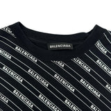 バレンシアガ BALENCIAGA ロゴ総柄プリントシャツ 570805 ブラック コットン メンズ 半袖Ｔシャツ