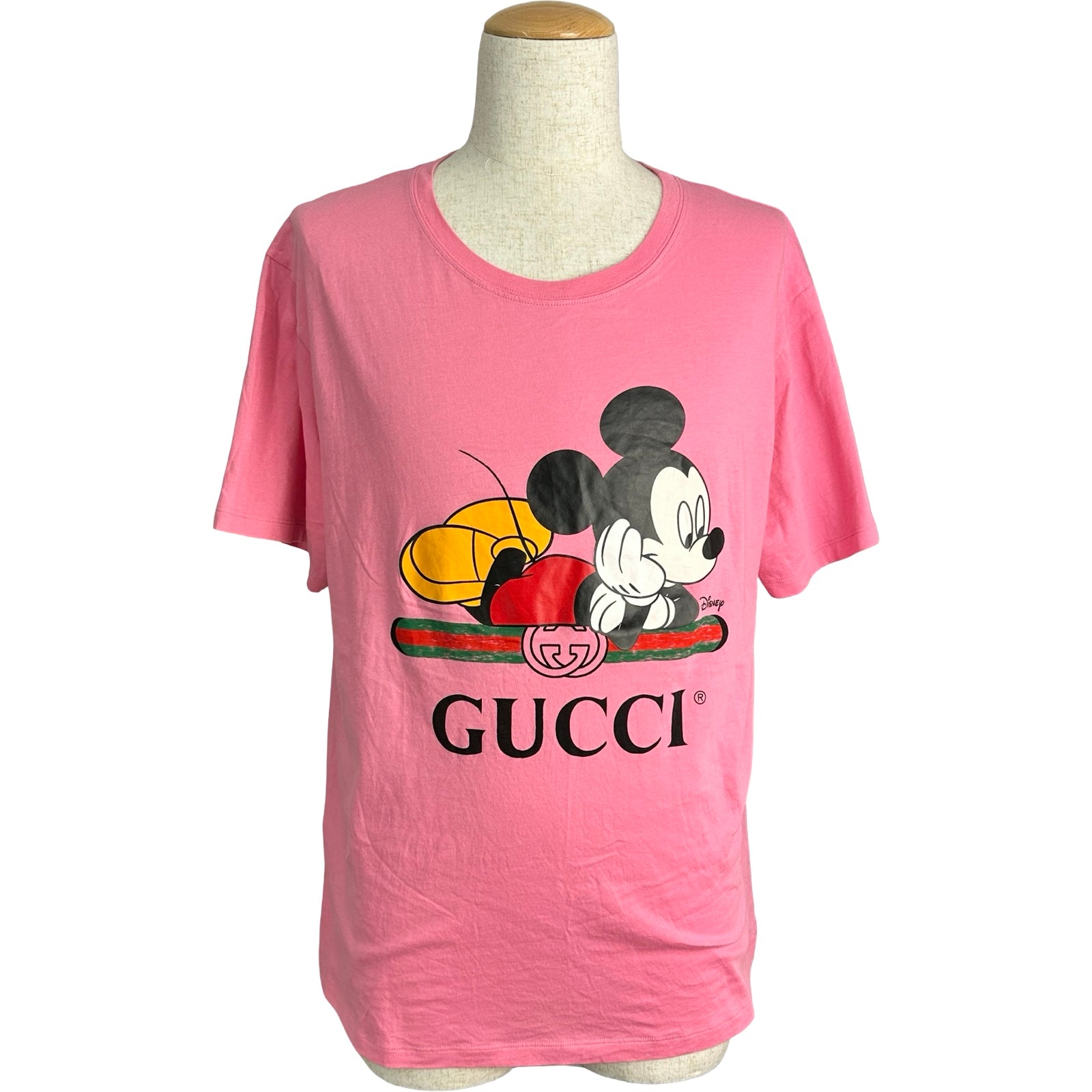 グッチ GUCCI ×Disney ロゴプリントTシャツ 492347 ピンク コットン