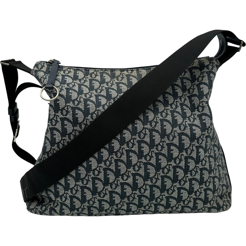 【美品】ディオール　ショルダーバッグ　トロッター　キャンバス　レザー　ネイビー クリスチャン・ディオール Christian Dior トロッターショルダー
